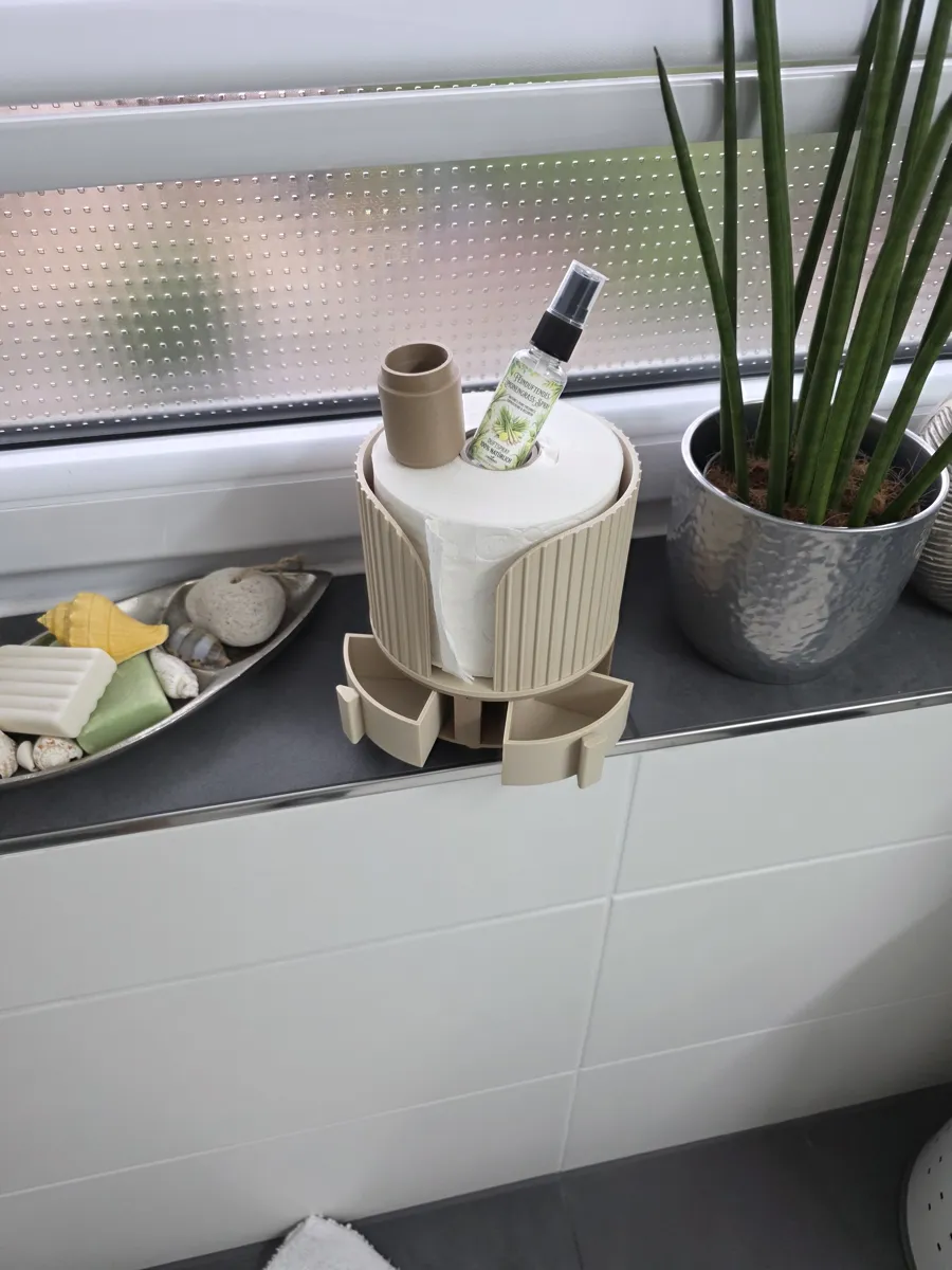 Fluted Bathroom Organizer & TP Roll Storage Hub, photo 3 of 4 - Fluted Bathroom Organizer & TP Roll Storage Hub Household