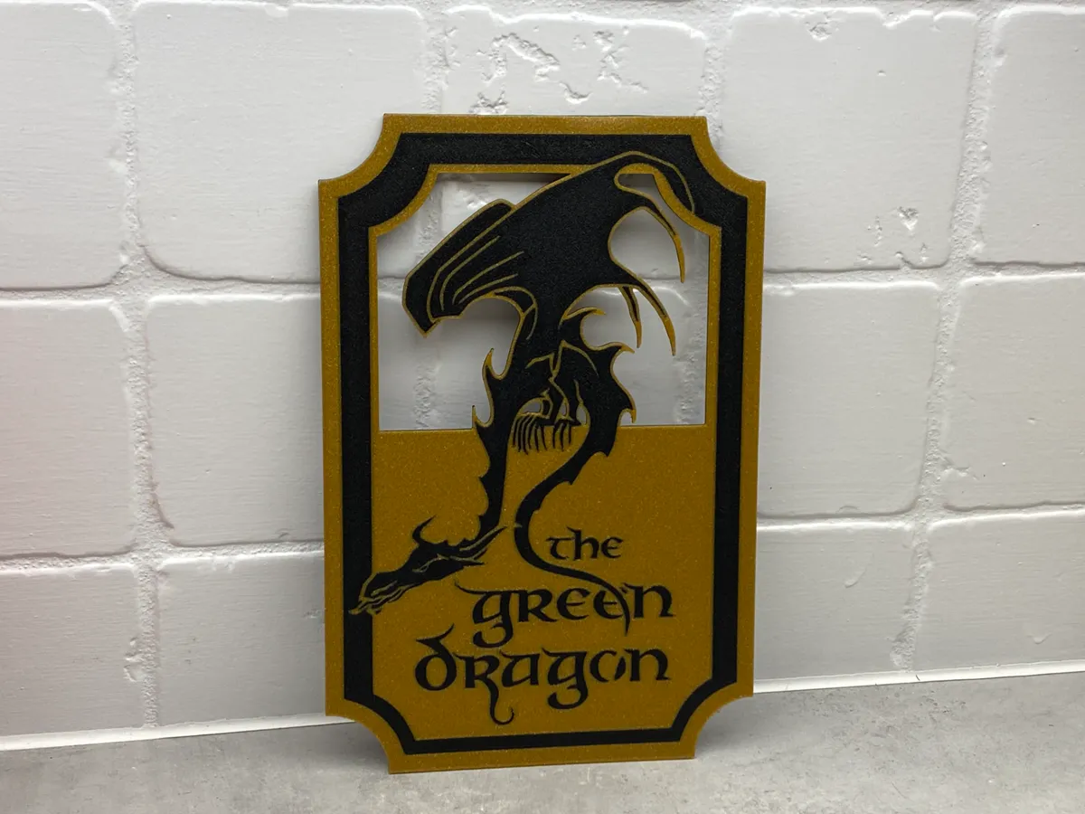 Lord of the rings Green Dragon LOTR sign FaceDown, photo 2 of 4 - Lord of the rings Green Dragon LOTR sign FaceDown Art