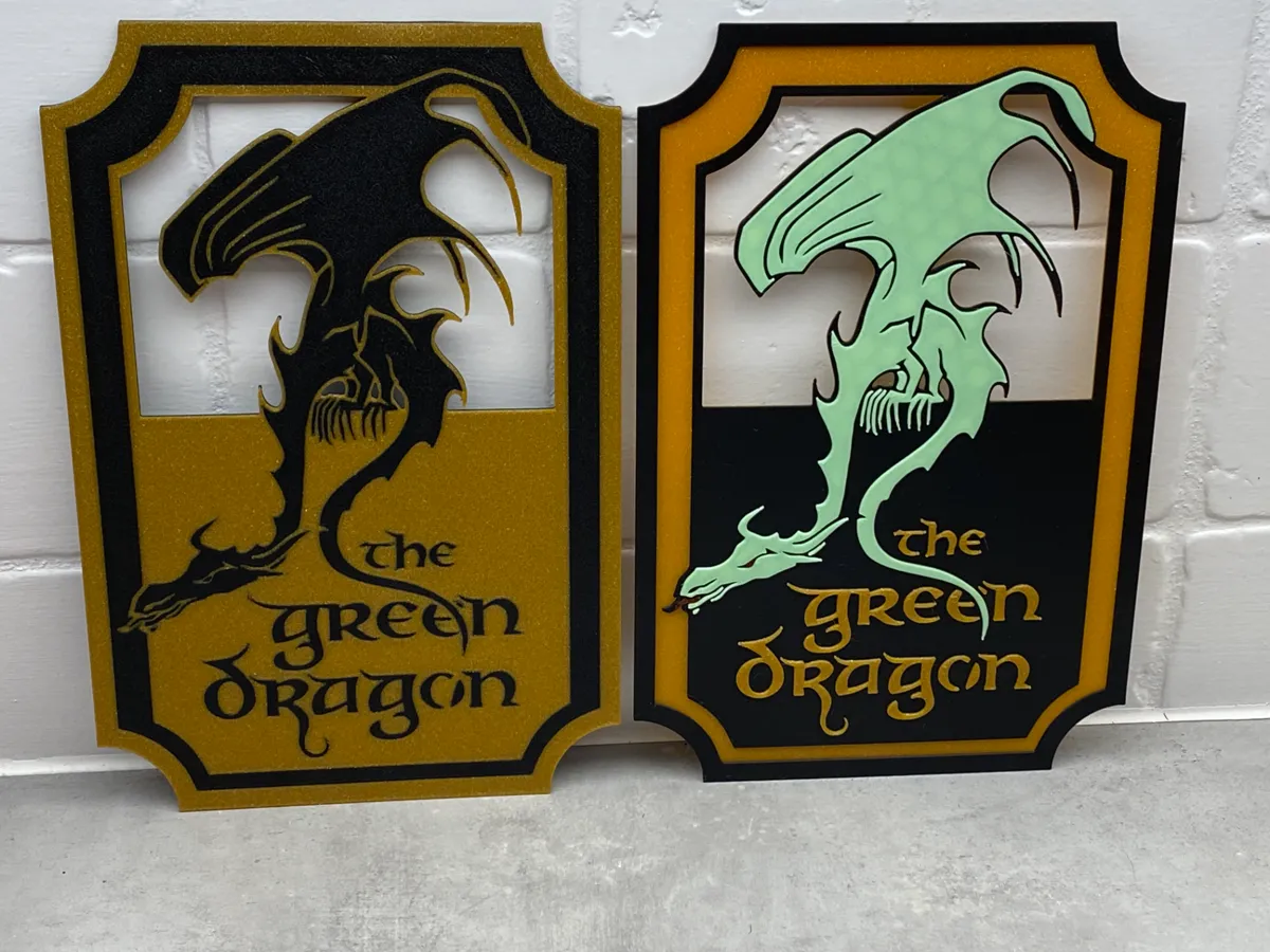 Lord of the rings Green Dragon LOTR sign FaceDown, photo 3 of 4 - Lord of the rings Green Dragon LOTR sign FaceDown Art