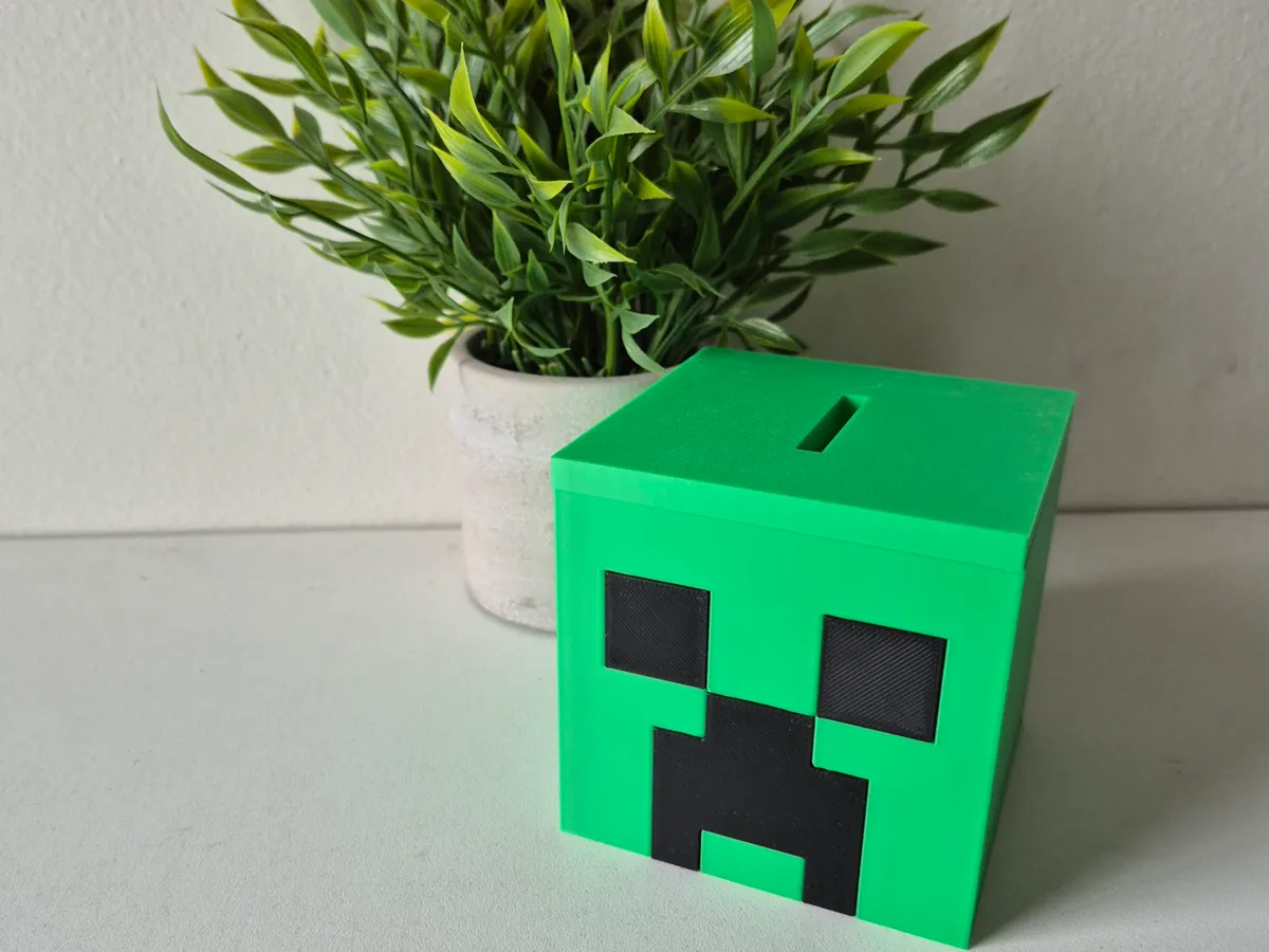 Minecraft creeper inspired piggy bank