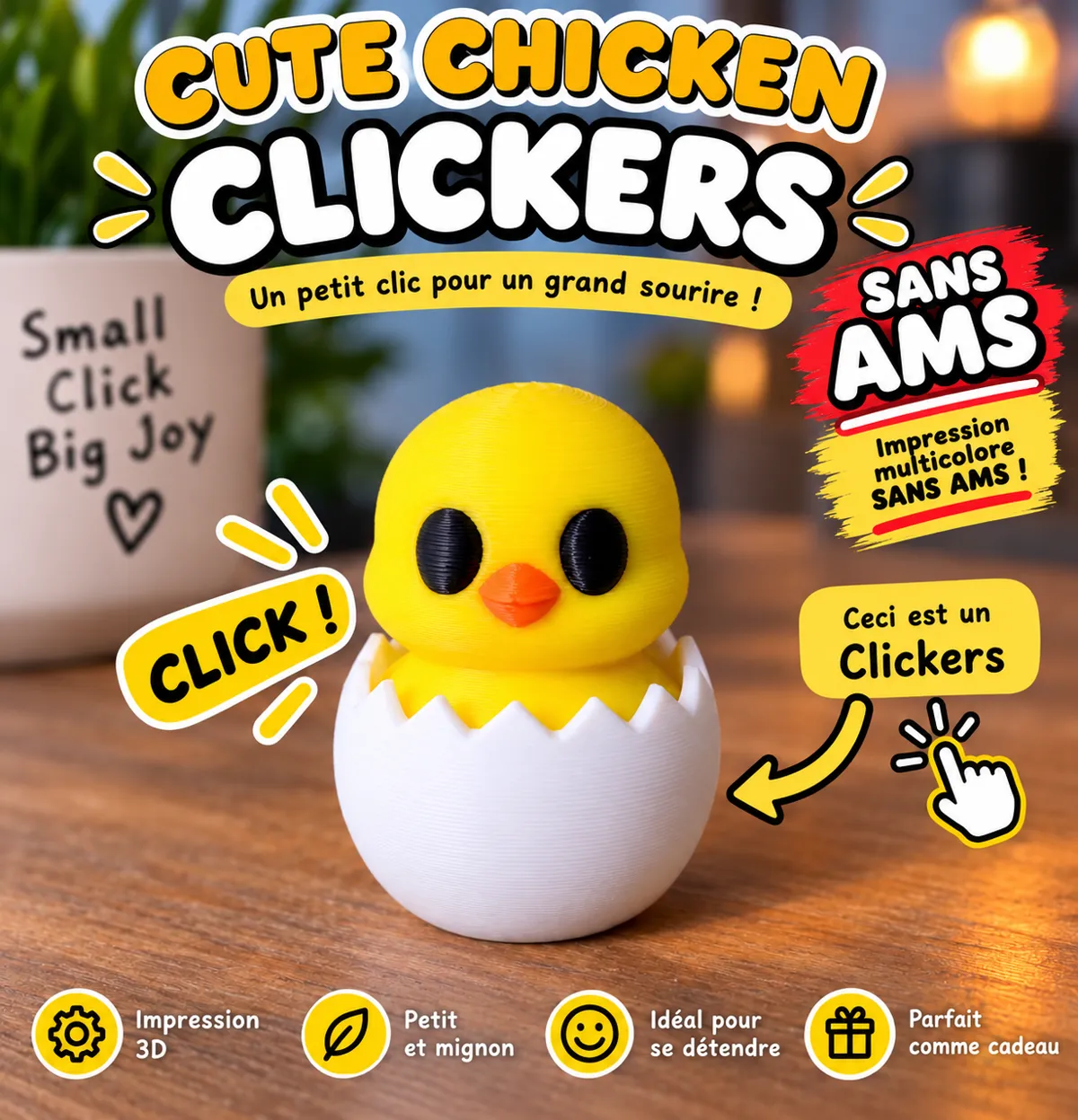 Cute Chicken Clicker, Petit poussin anti-stress, photo 2 of 2 - Cute Chicken Clicker, Petit poussin anti-stress Fidget & Sensory Toys