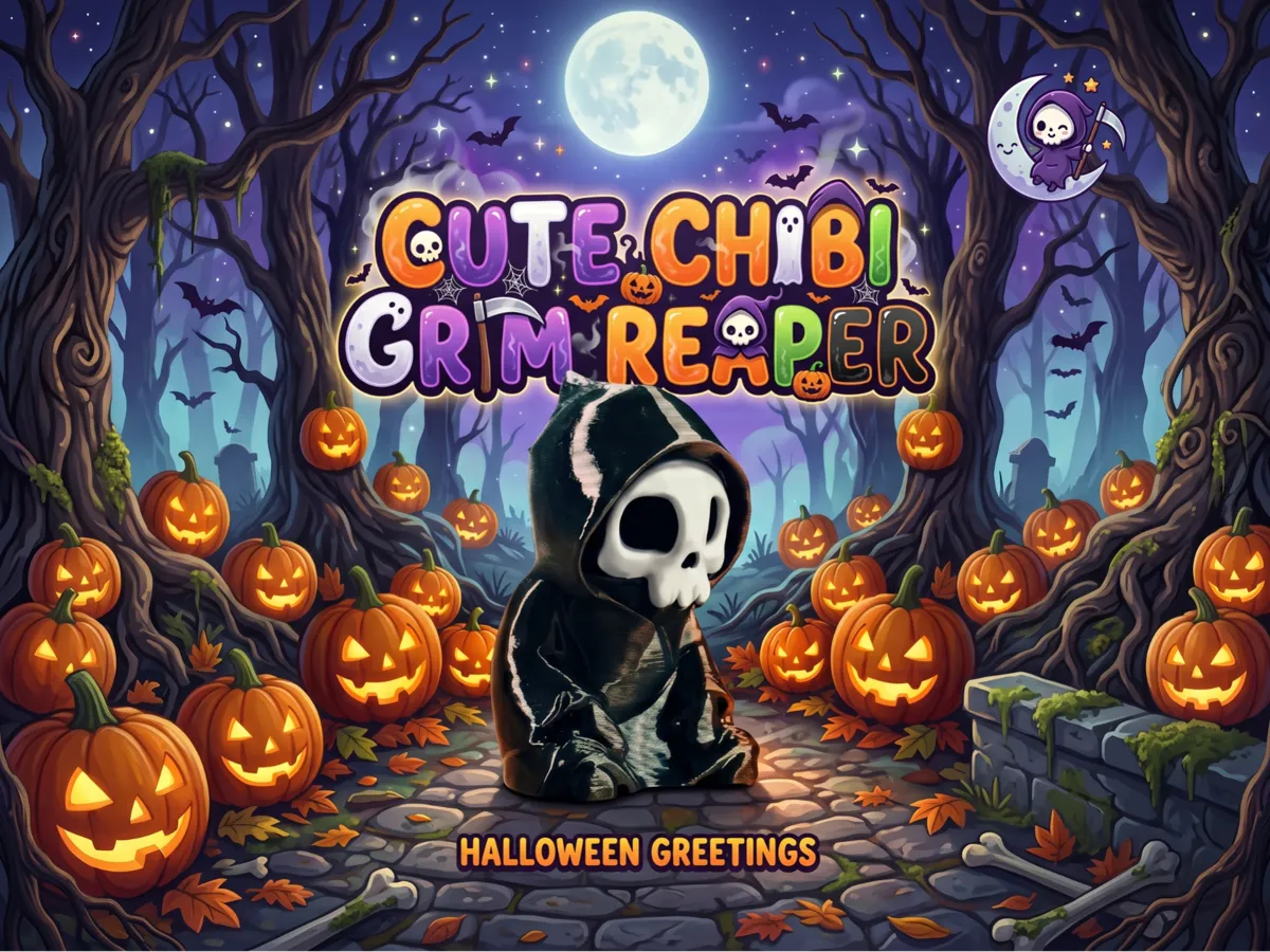 Cute Chibi Grim Reaper - Halloween Figure - Festivities, in stock in India