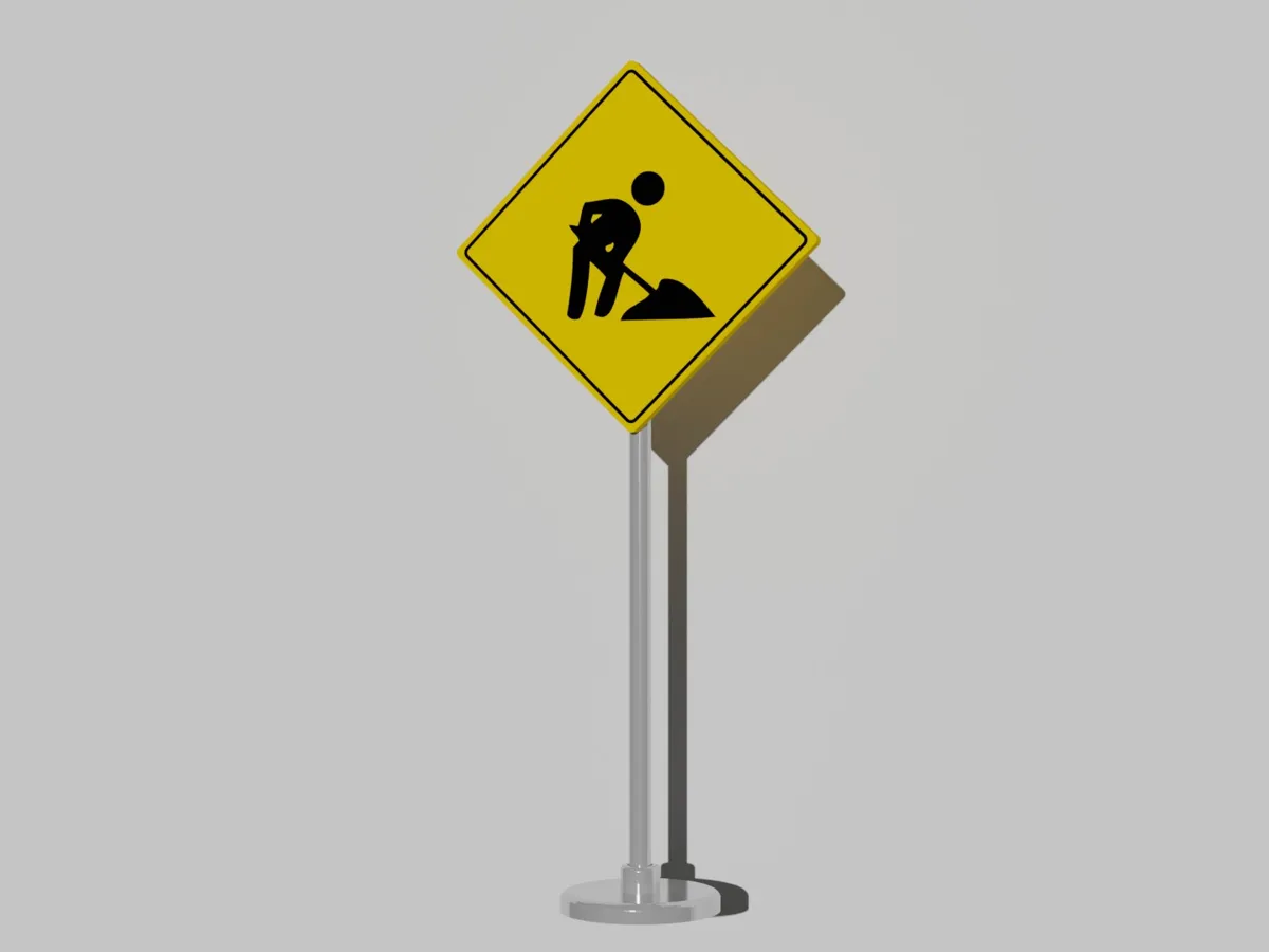 Miniature Road Work Sign for diorama, scale 1:18 - Other Miniatures, in stock in India