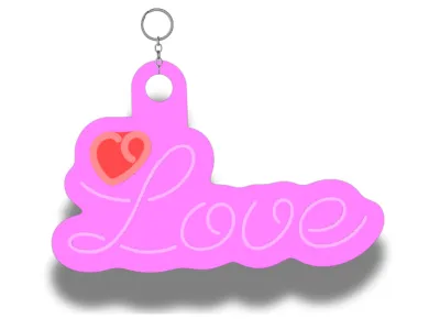 Pink Love Keychain with Red Popping Heart, photo 3 of 3 - Pink Love Keychain with Red Popping Heart Keychains