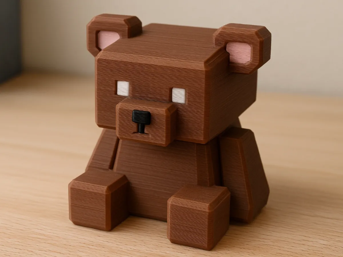 Pixel Art Bear Figurine