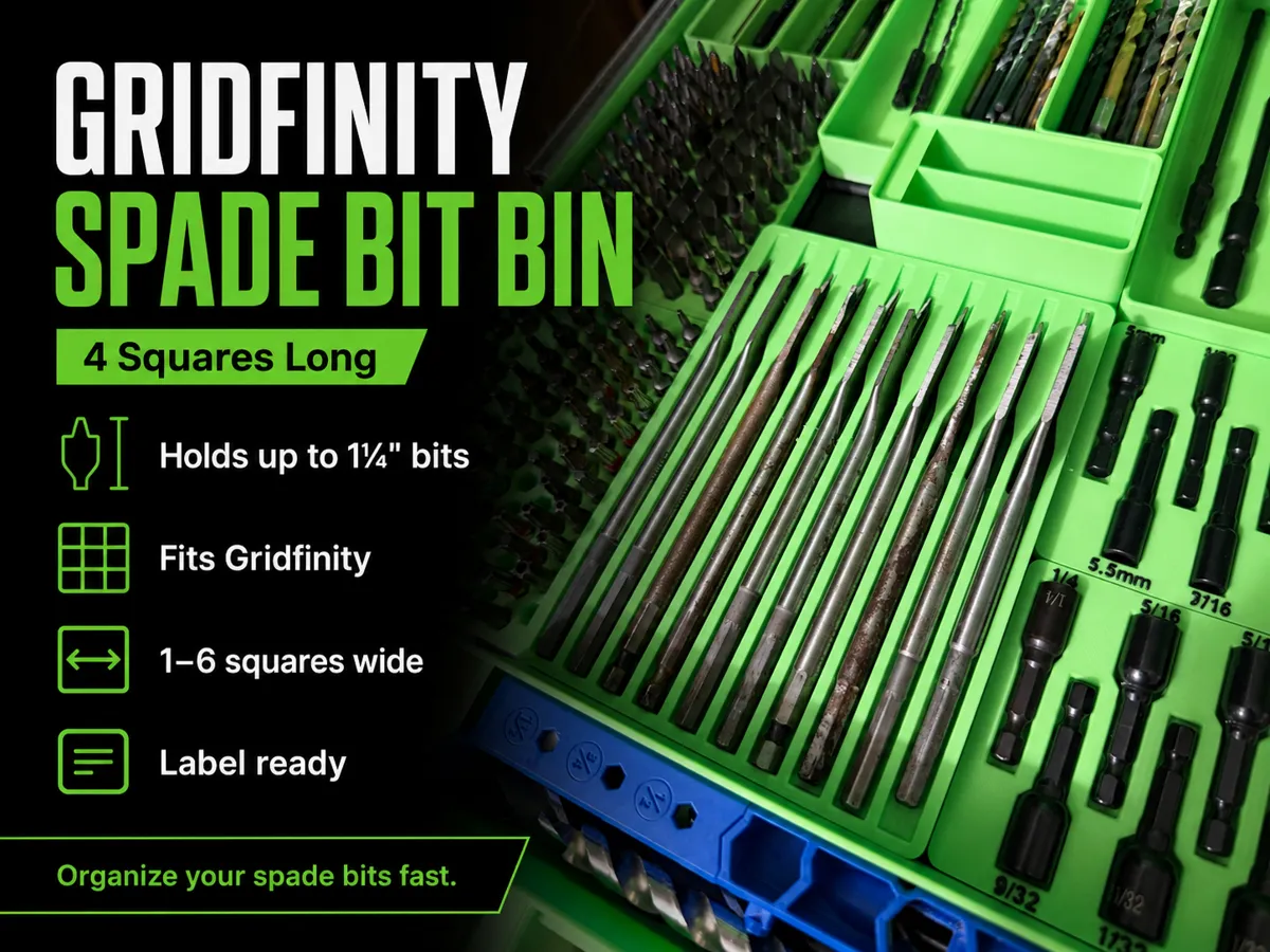 Gridfinity Spade Bit Tray