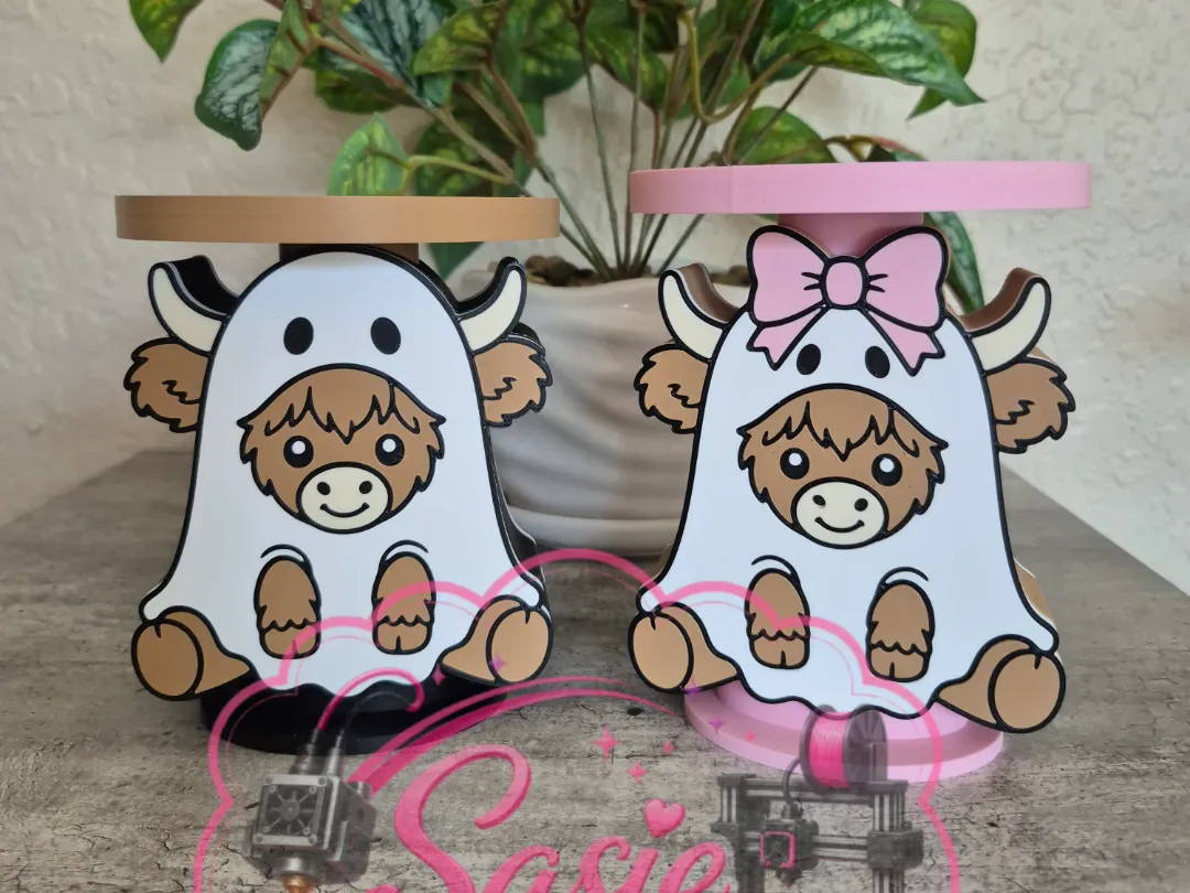 Ghost Highland Cow Candle Holder - Plant Stand