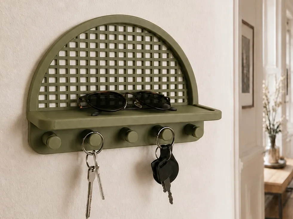 Arched Grid Entryway Organizer & Key Holder - Key Holders with Shelf & Mail Slot, in stock