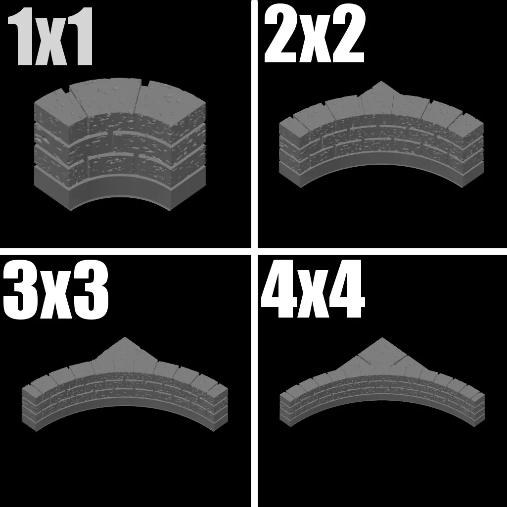 Curved Concave Tile Set w/Low-Wall | Cut Stone | Openlock 25mm - Architecture, in stock in India