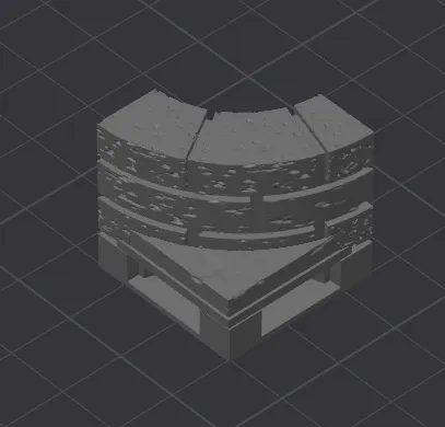 Curved Concave Tile Set w/Low-Wall | Cut Stone | Openlock 25mm, photo 3 of 4 - Curved Concave Tile Set w/Low-Wall | Cut Stone | Openlock 25mm Miniatures