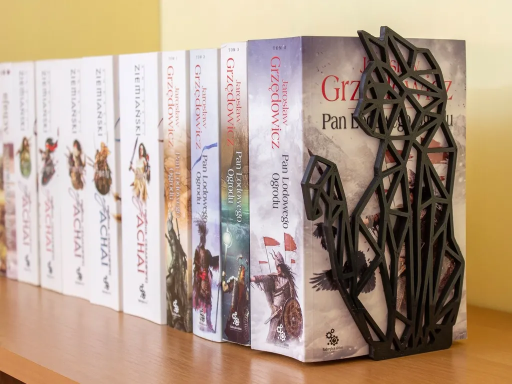 Geometric cat bookend - modern book holder