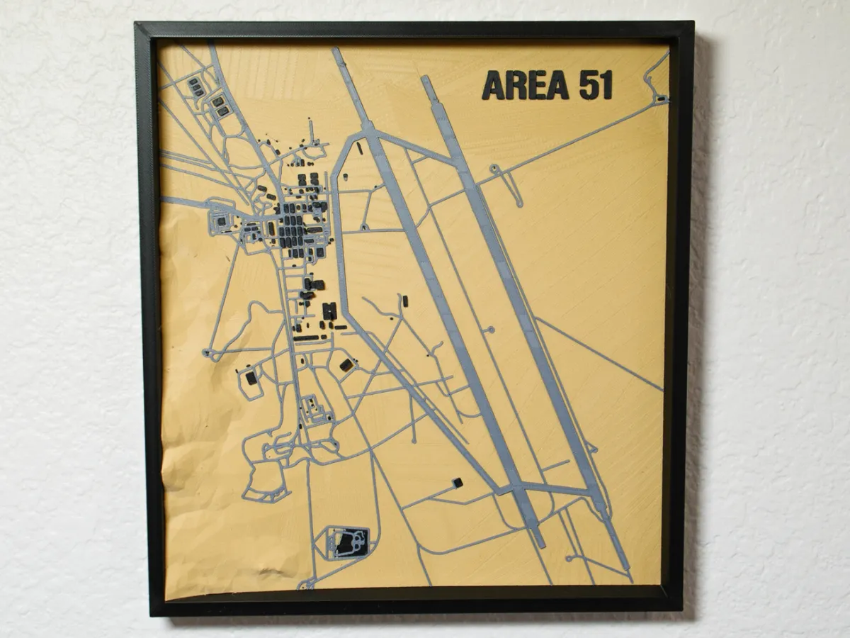 Area 51 Topographic Map - Wall Art / Desk Decor