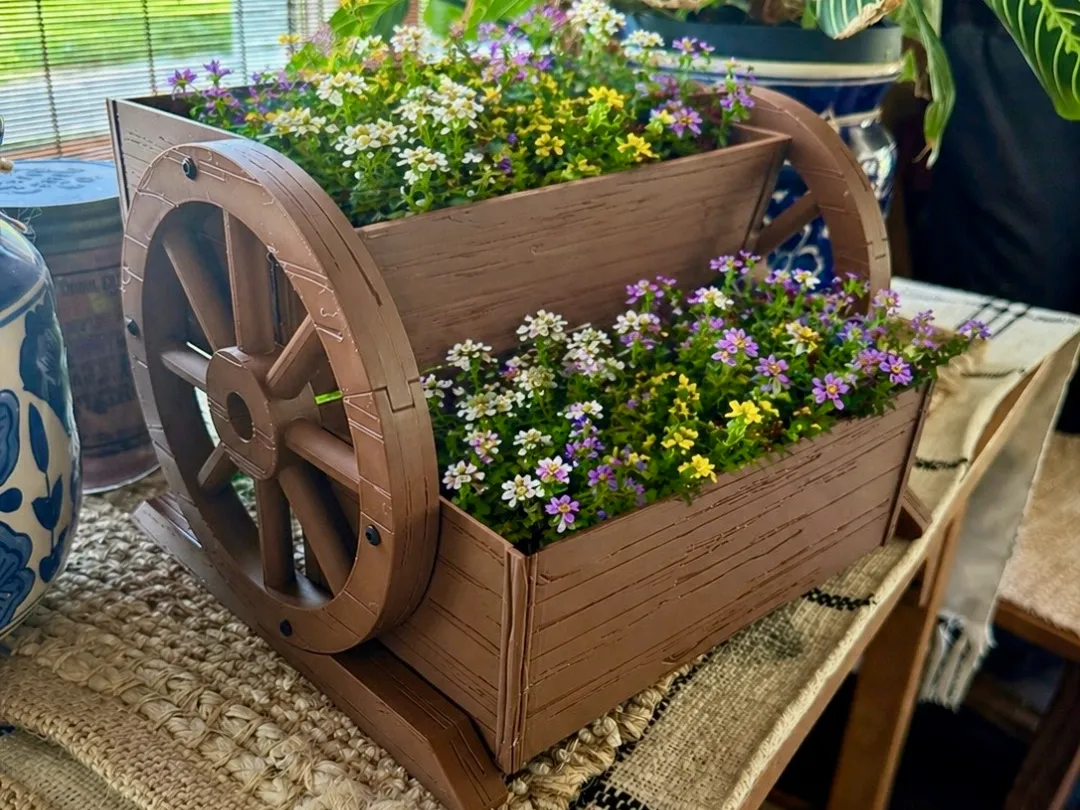 Rustic Dual-Tier Wagon Planter