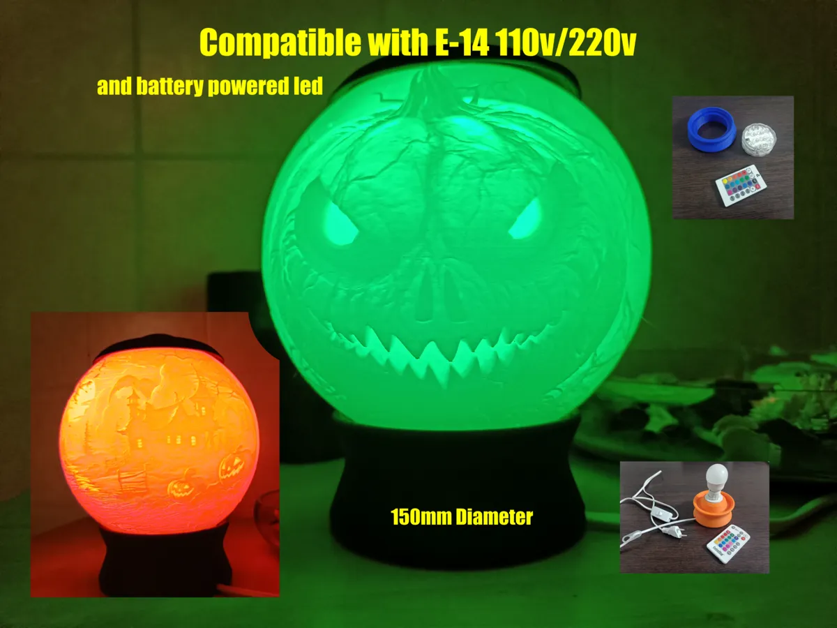 Halloween Pumpkin Lithophane Night Light Lamp - Lithophane Lamps, in stock in India