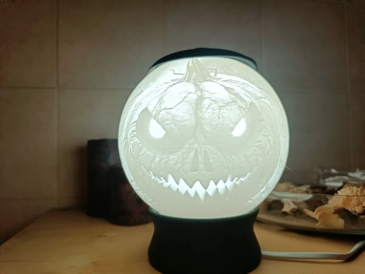 Halloween Pumpkin Lithophane Night Light Lamp, photo 2 of 4 - Halloween Pumpkin Lithophane Night Light Lamp Home Decor Items