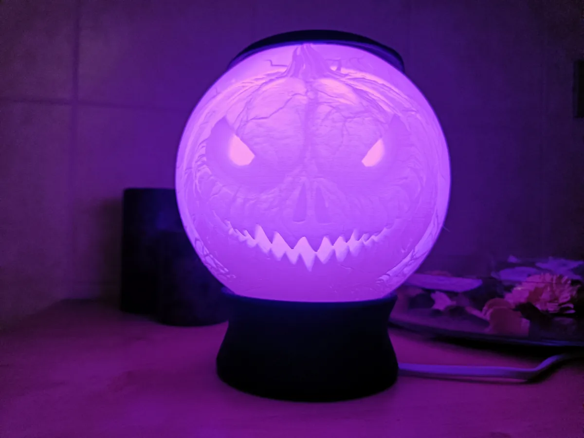 Halloween Pumpkin Lithophane Night Light Lamp, photo 4 of 4 - Halloween Pumpkin Lithophane Night Light Lamp Home Decor Items