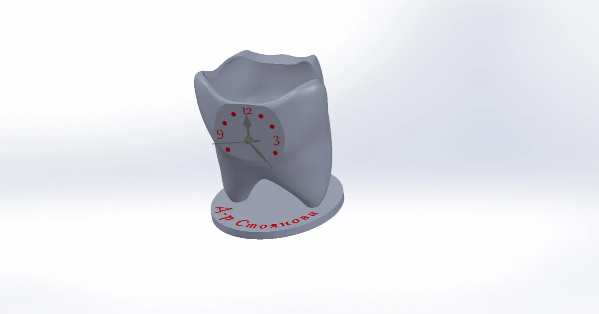 Tooth clock dental pen holder, photo 2 of 4 - Tooth clock dental pen holder Home Decor Items