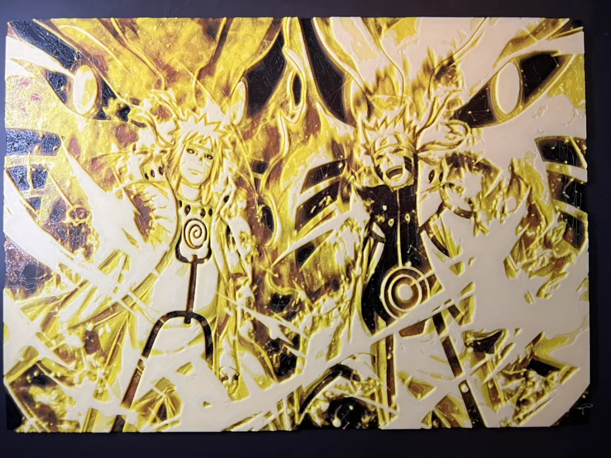 Naruto and Minato Kurama mode Hueforge, photo 2 of 3 - Naruto and Minato Kurama mode Hueforge Home Decor Items