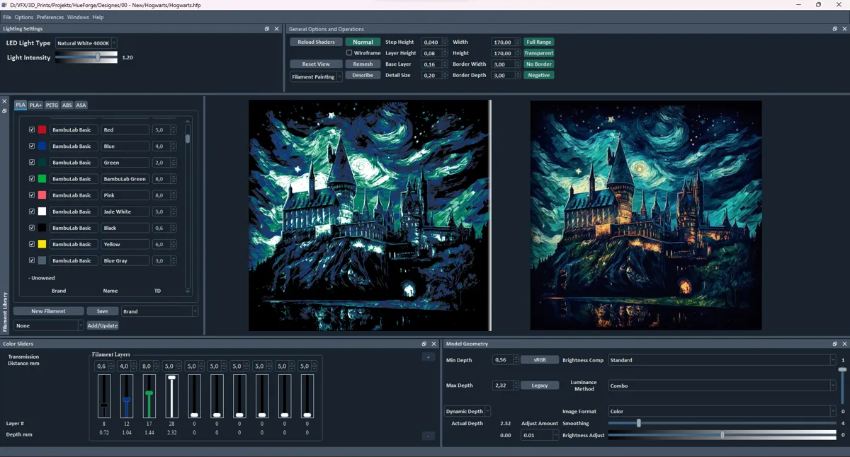 Hogwarts Van Gogh - HueForge, photo 3 of 4 - Hogwarts Van Gogh - HueForge Home Decor Items