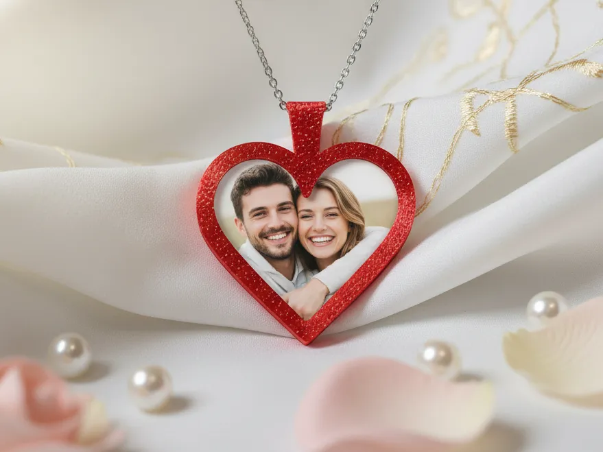 Mini Heart Photo Frame Pendant Necklace Charm