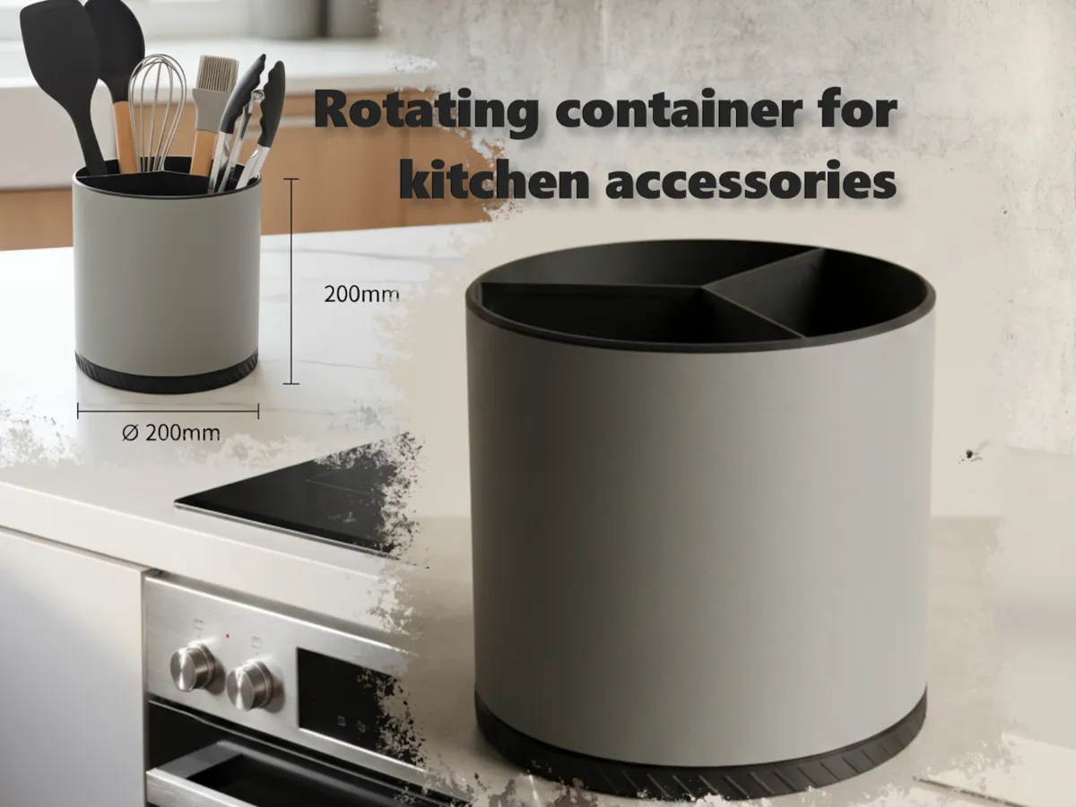 Rotating container for kitchen accessories