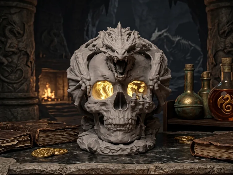 Dragon Skull Dice Tower & LED Ornament