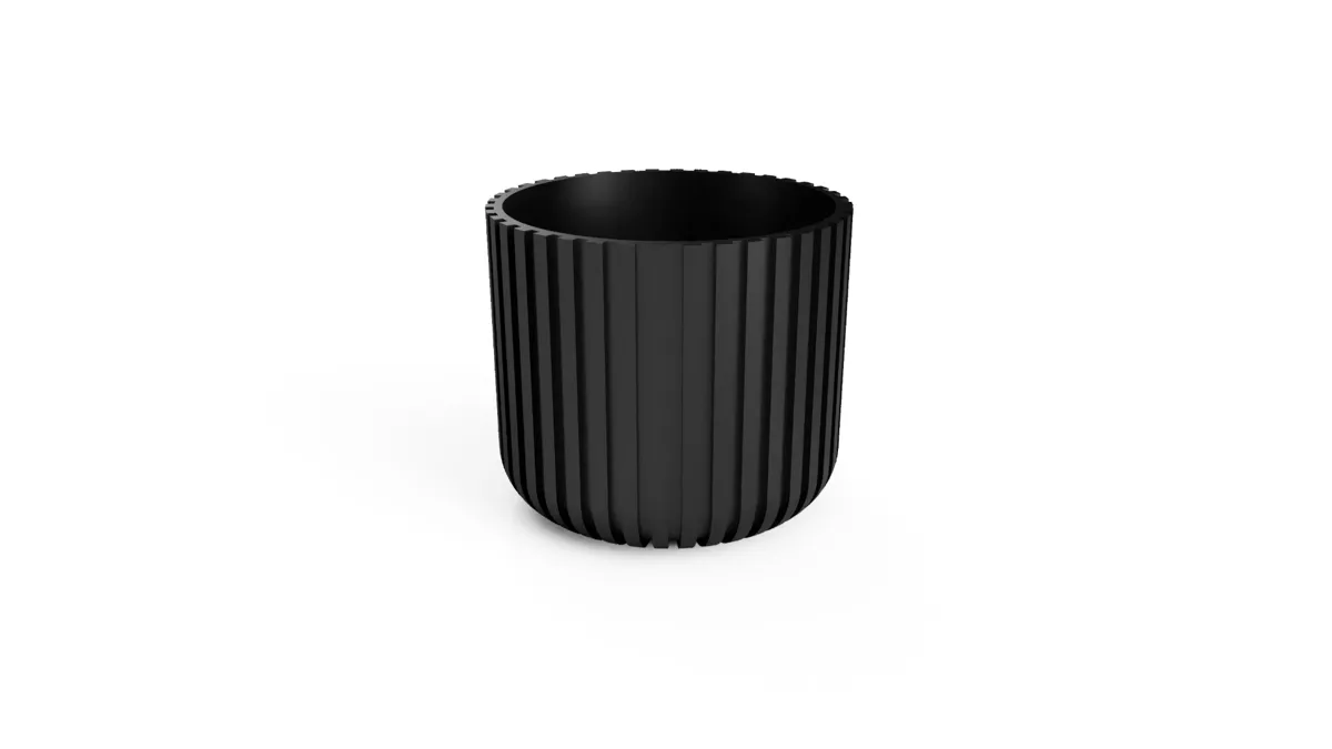 Modern ribbed planter, photo 3 of 3 - Geometric & Modern Planters, pot