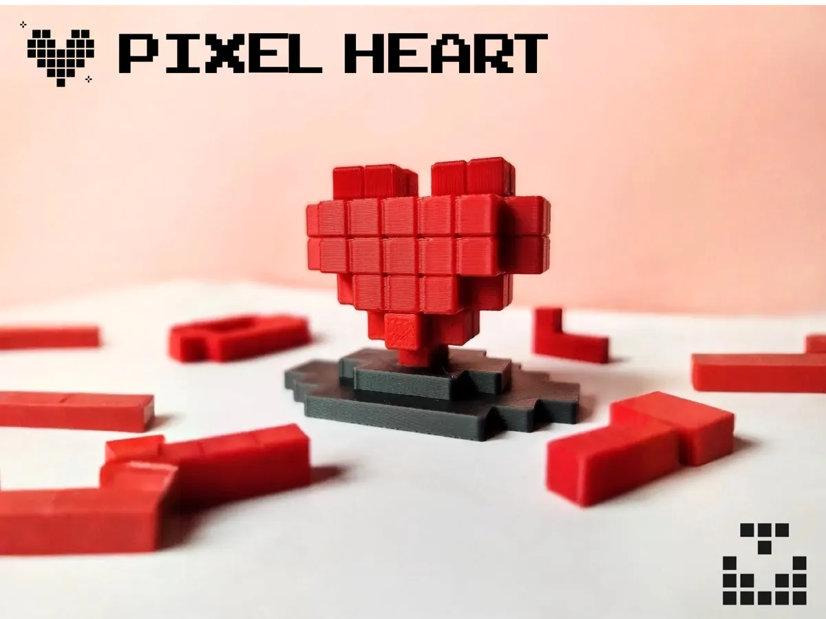 Pixel Heart Puzzle Decor