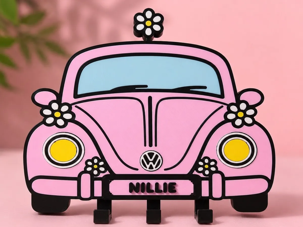 Beetle Car Key Hanger with customizable name plate