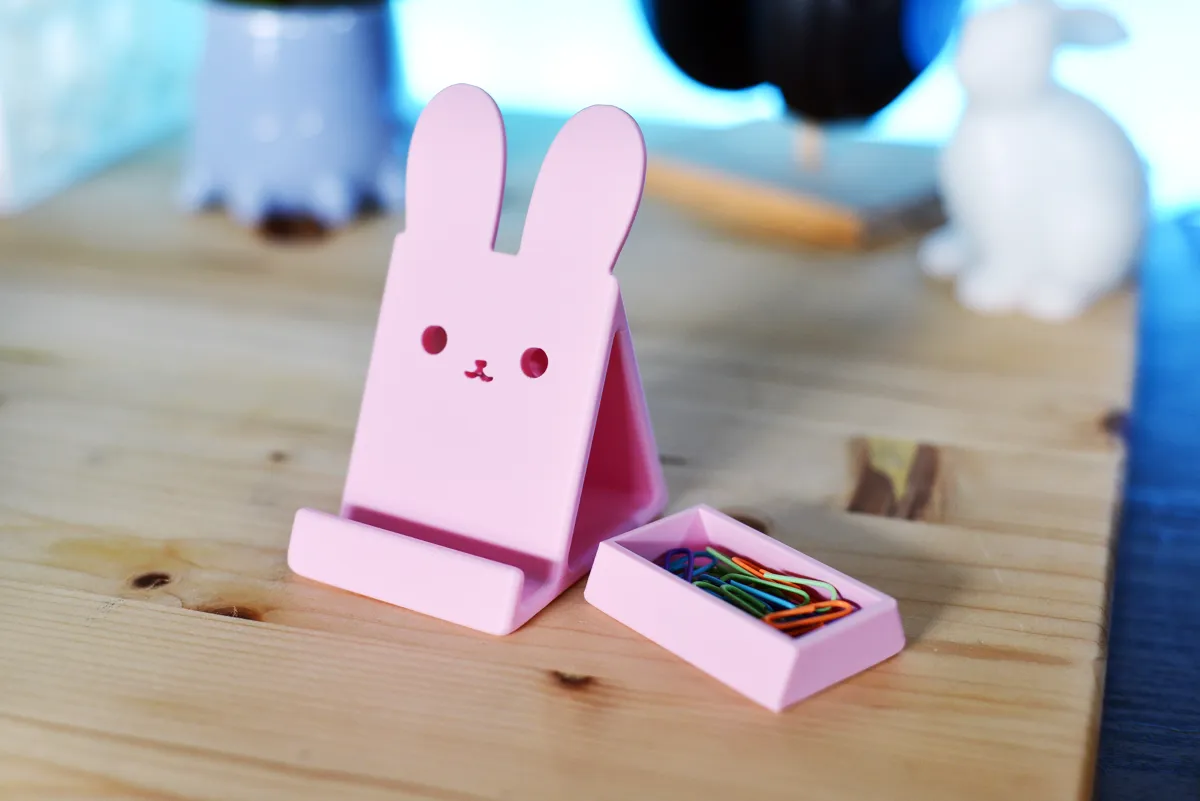 Cute Bunny Phone Stand + Drawer - Many Sizes, photo 2 of 4 - Cute Bunny Phone Stand + Drawer - Many Sizes Mobile & Device Accessories