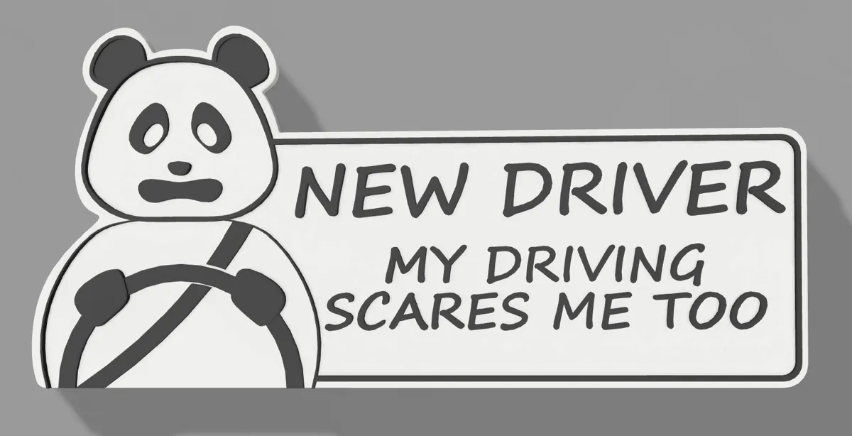 Scared Panda New Driver Car Sign, photo 2 of 2 - Scared Panda New Driver Car Sign Hobby & DIY
