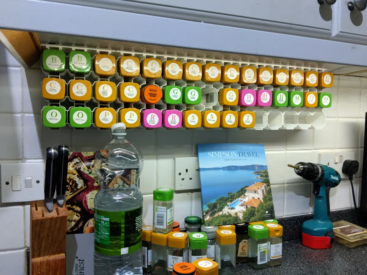 Modular under-cupboard spice rack