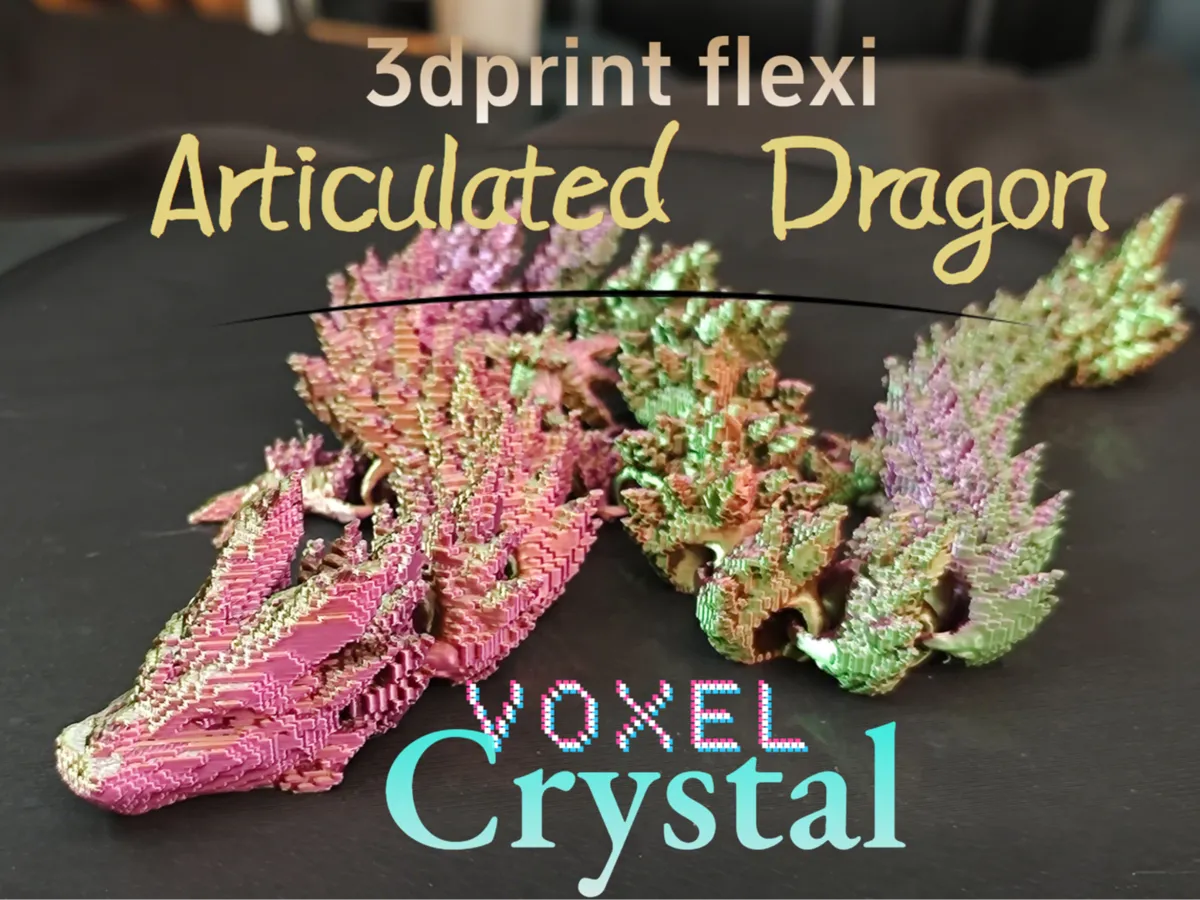 Articulated crystal dragon Minecraft voxelized