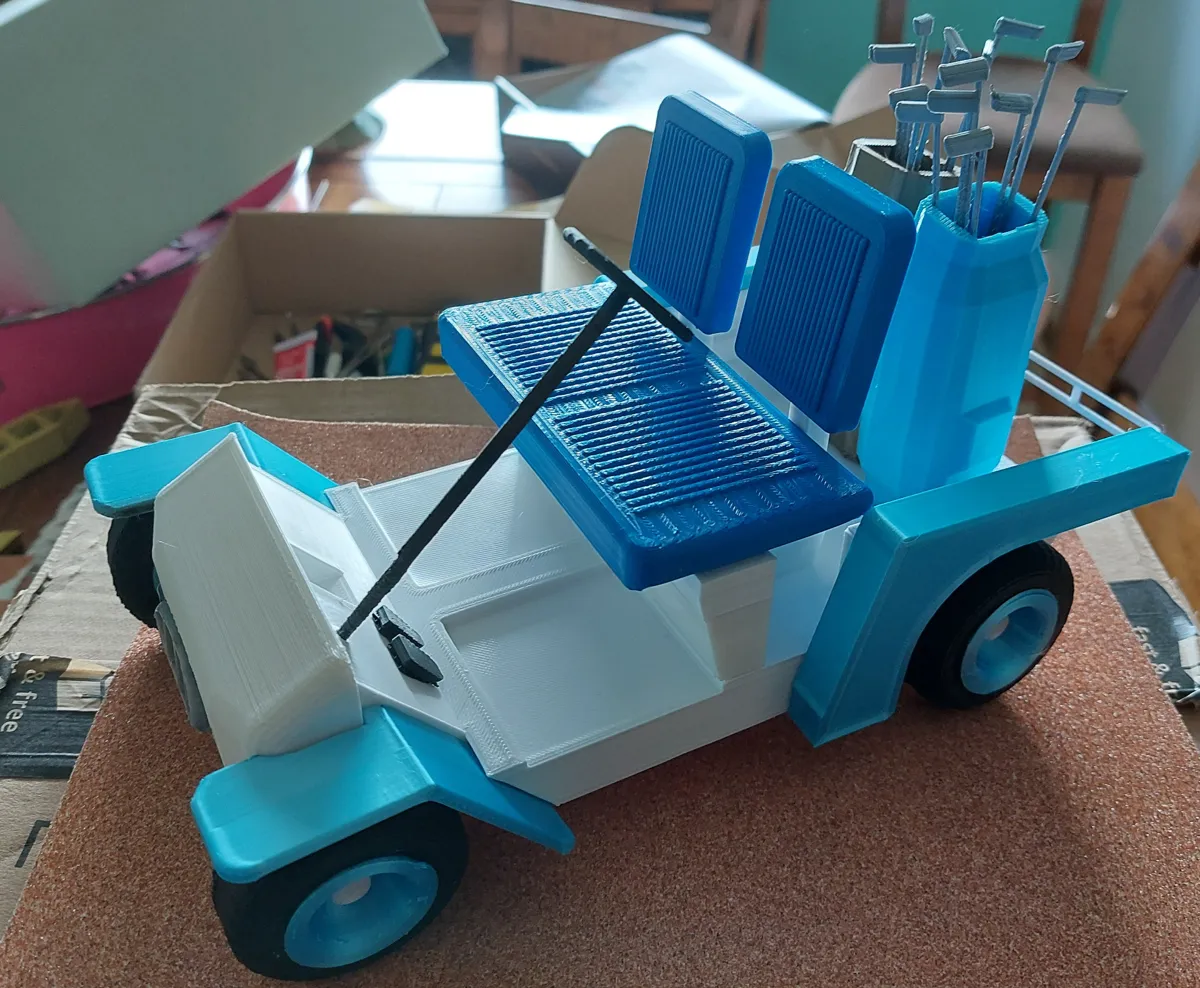 Desktop Golf Car with Golf bag and Clubs