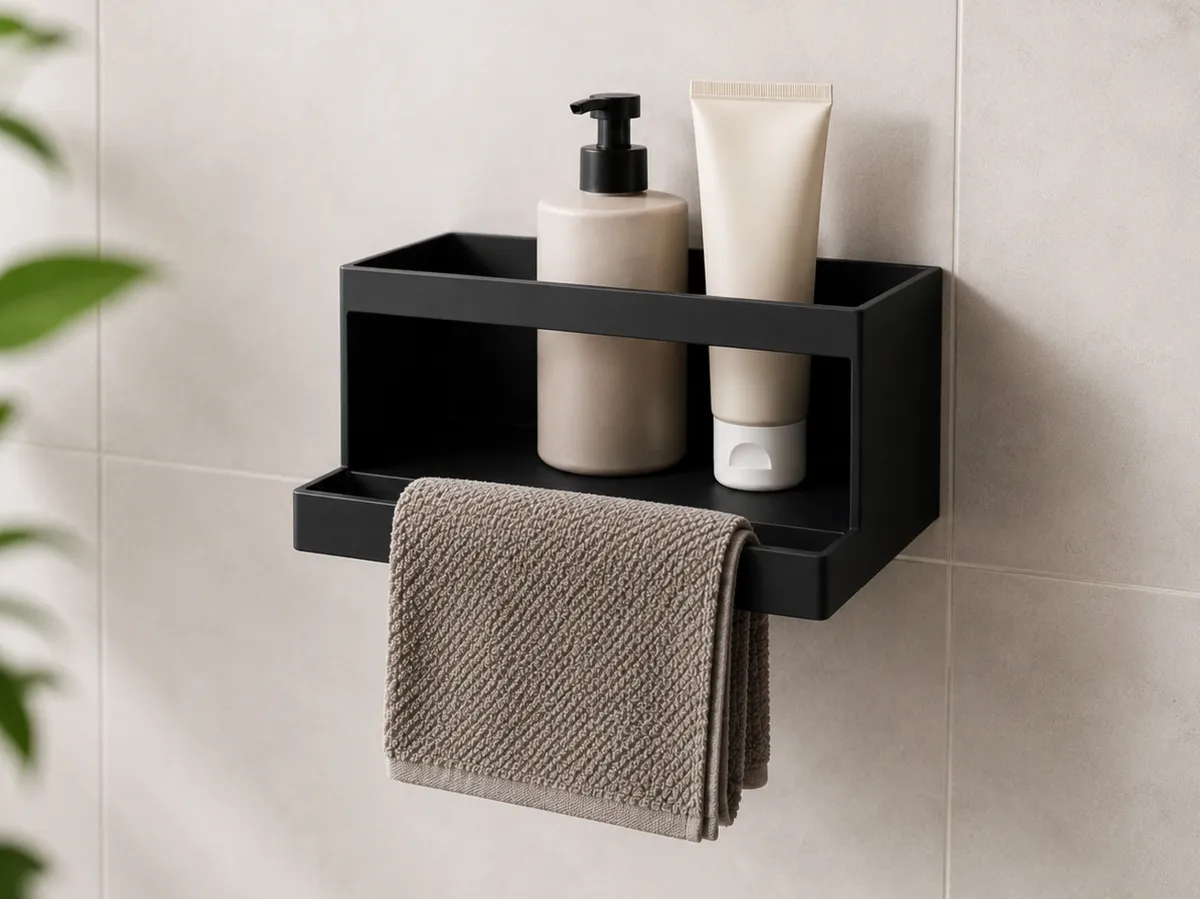 25cm Wall Shelf with Towel Bar