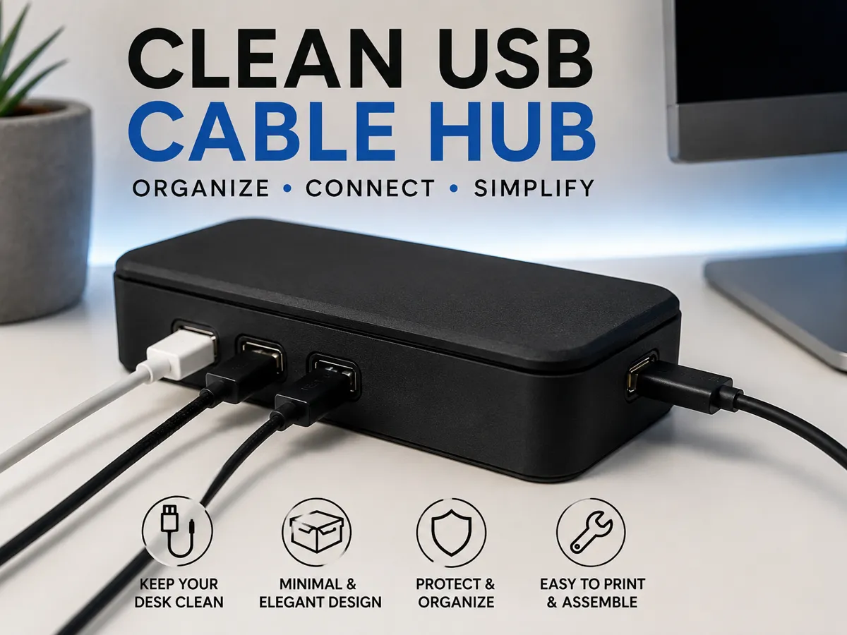 Clean USB Cable Hub, Minimal Desk Organizer - Office, in stock in India