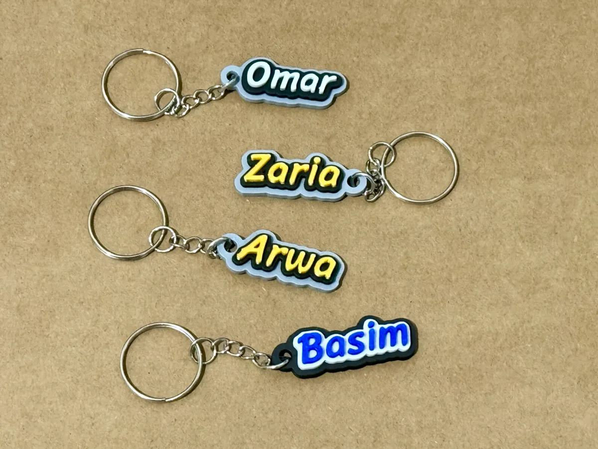 Custom Name Tag, 3D Stacked Text with Keyring