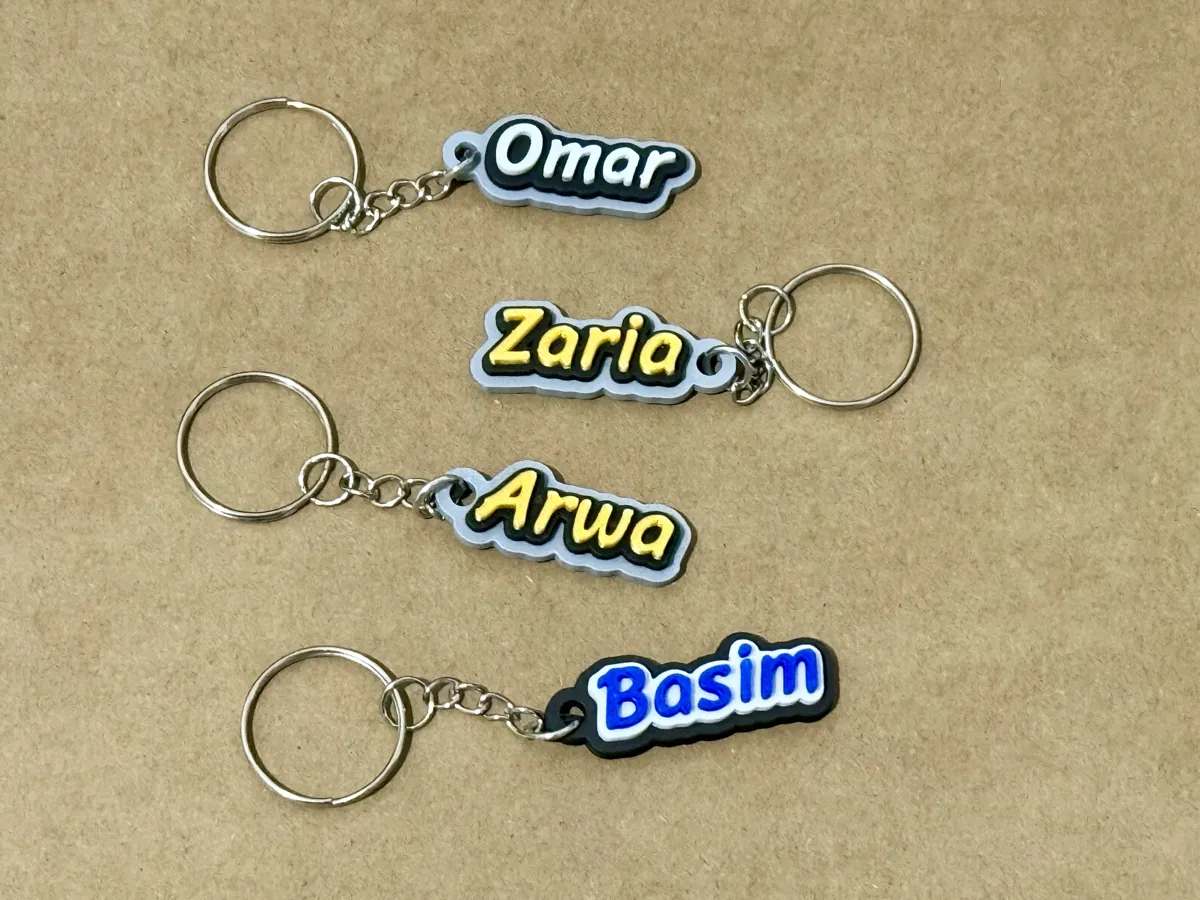 Custom Name Tag, 3D Stacked Text with Keyring, photo 3 of 4 - Custom Name Tag, 3D Stacked Text with Keyring Generative Art