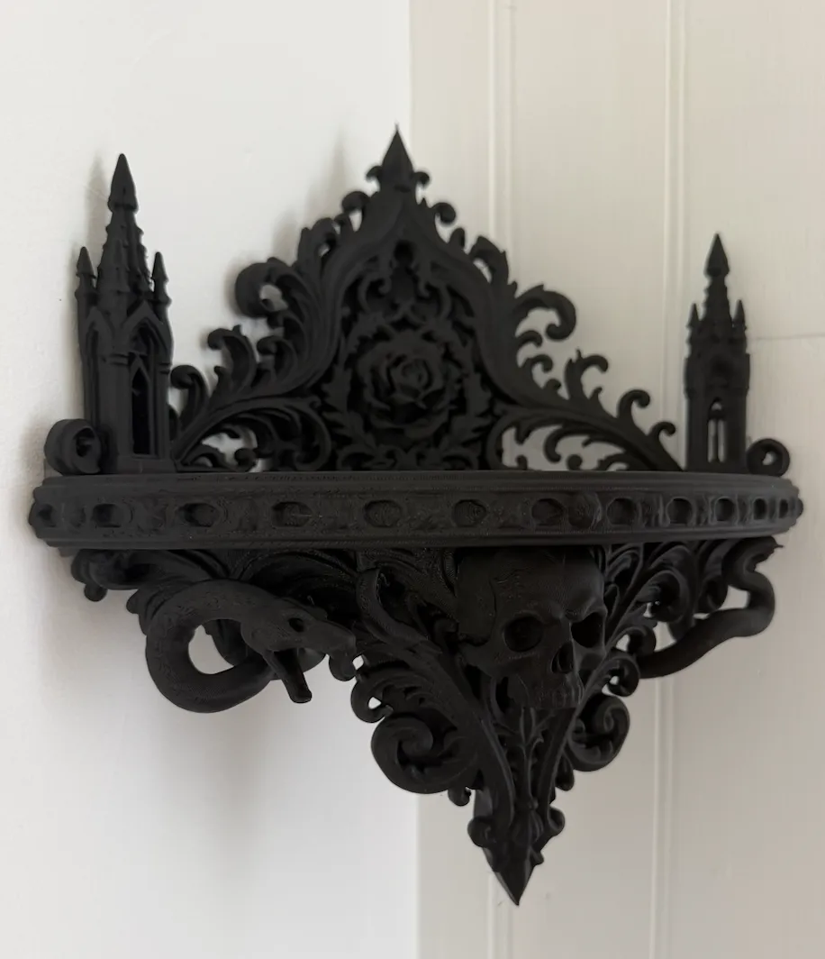 Gothic Skull Wall Shelf, Dark Baroque Decor, photo 2 of 3 - Gothic Skull Wall Shelf, Dark Baroque Decor Storage & Organisation