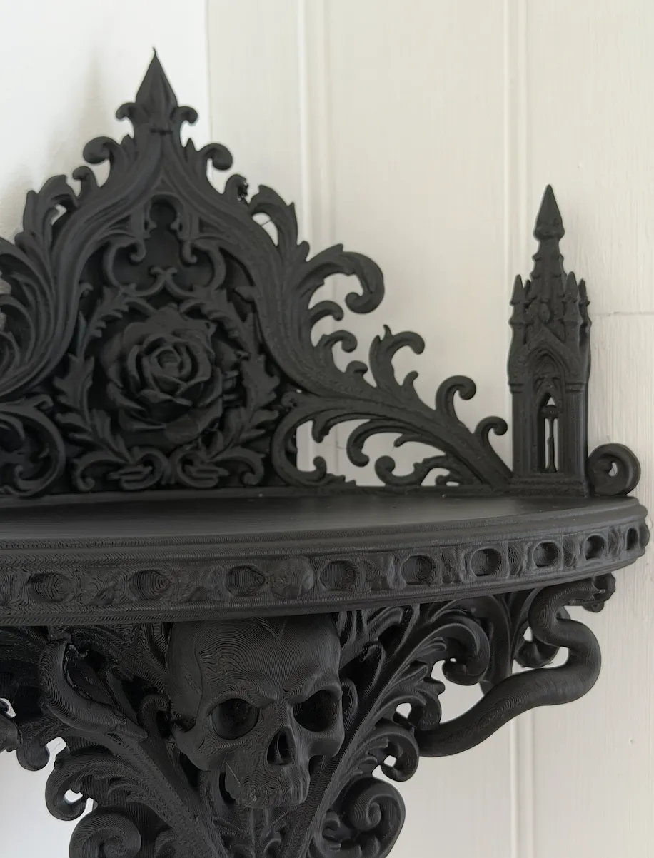 Gothic Skull Wall Shelf, Dark Baroque Decor, photo 3 of 3 - Gothic Skull Wall Shelf, Dark Baroque Decor Storage & Organisation