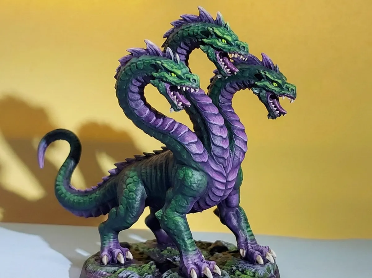 Three-Headed Serpent Monster - D&D Hydra Miniature