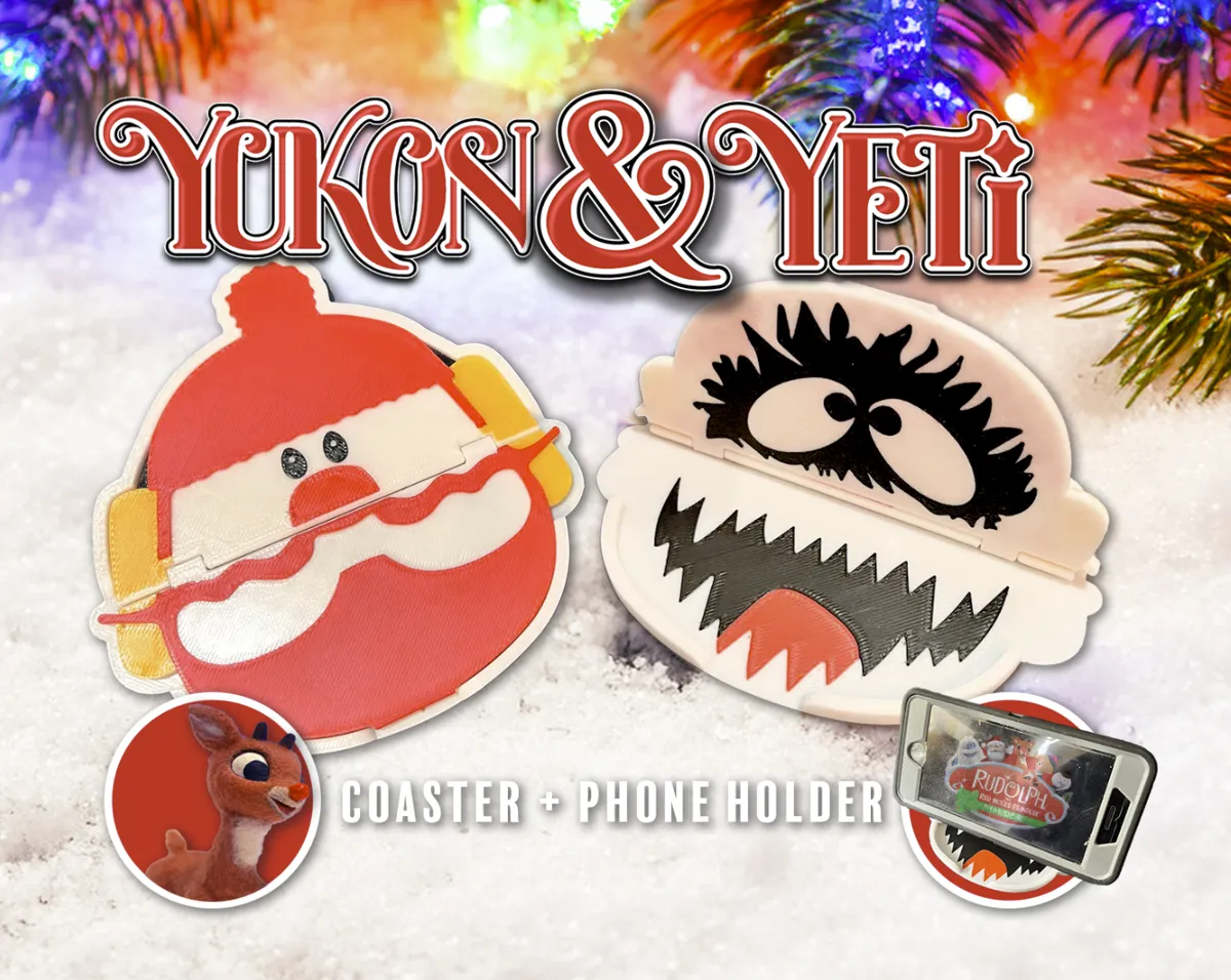 Yukon Cornelius and Yeti Christmas Phone Holder - Minimal & Modern Stands, in stock
