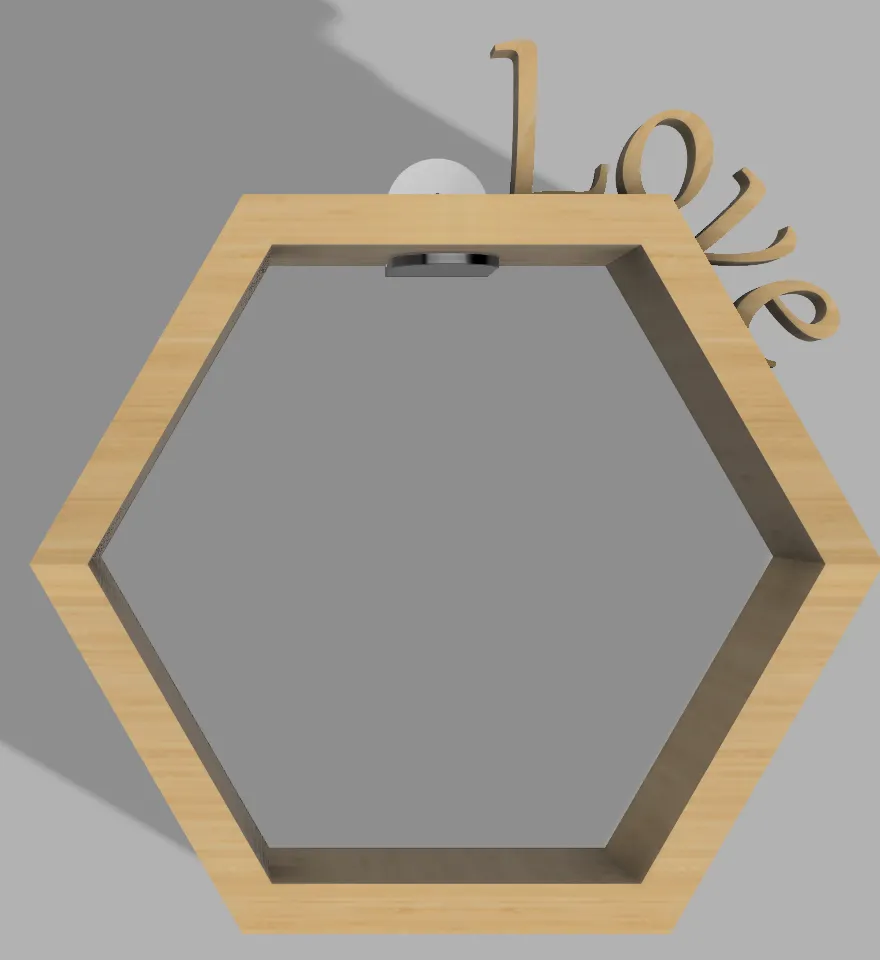 Hexagonal Wall Shelf with "Love" Inscription - Decor, in stock in India