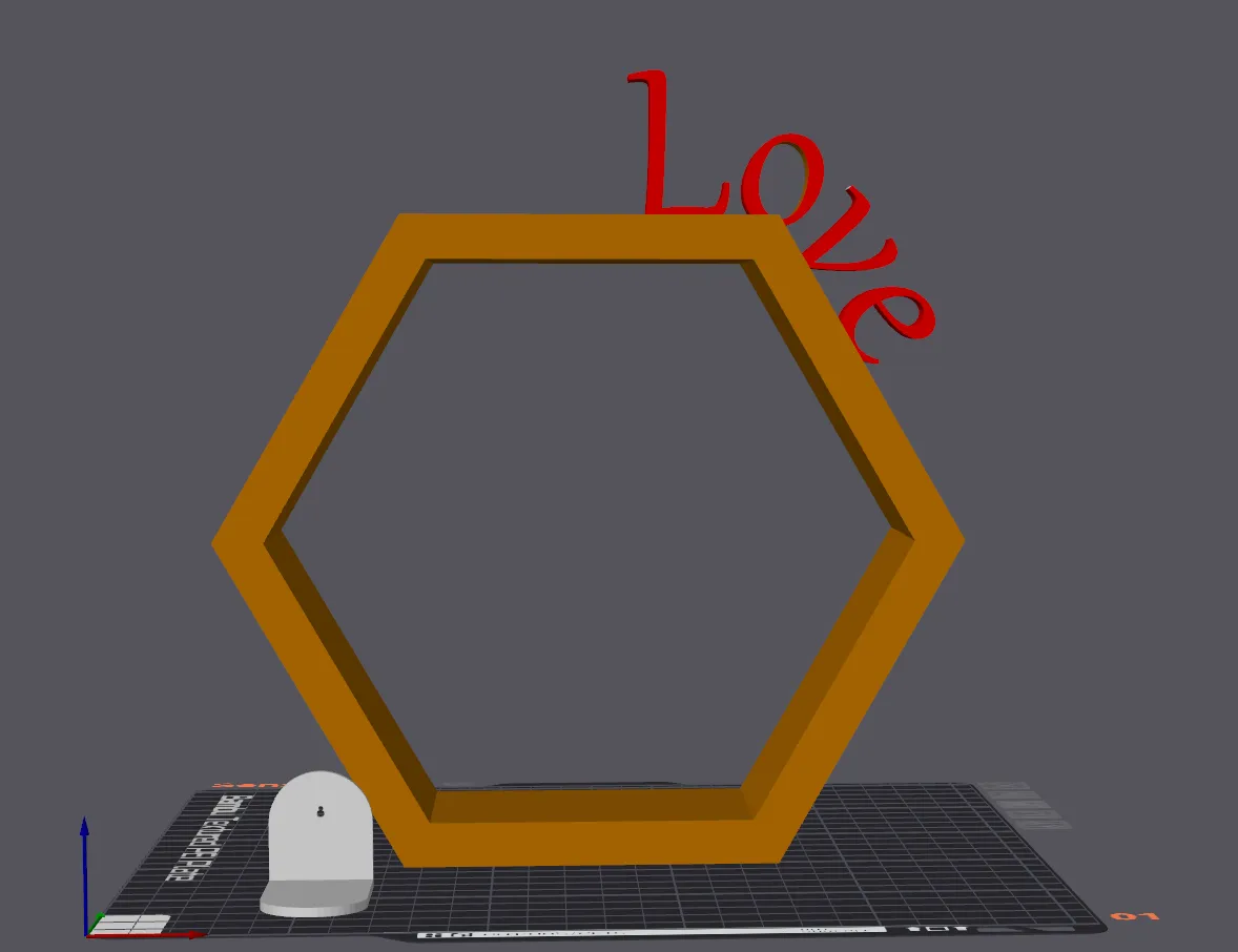 Hexagonal Wall Shelf with "Love" Inscription, photo 3 of 4 - Hexagonal Wall Shelf with "Love" Inscription Household
