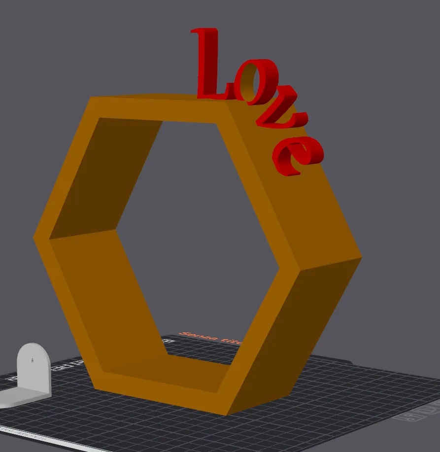 Hexagonal Wall Shelf with "Love" Inscription, photo 4 of 4 - Hexagonal Wall Shelf with "Love" Inscription Household