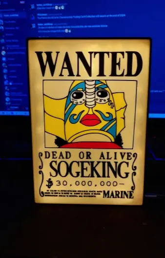One Piece Wanted SogeKing Lampe / Lightbox - Anime Light Boxes, in stock