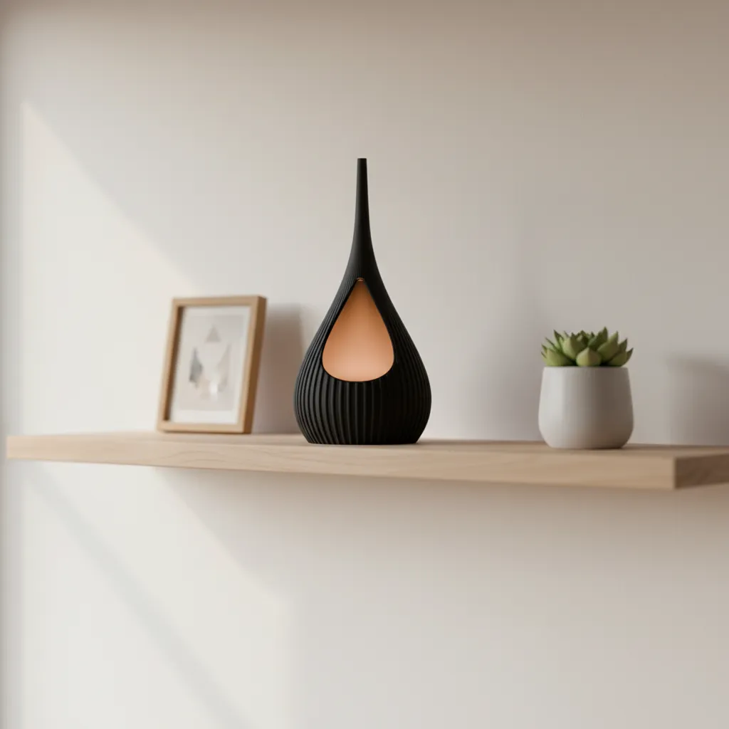 Modern Ribbed Teardrop Shaped Lamp. Lamp Kit, photo 4 of 4 - Modern Ribbed Teardrop Shaped Lamp. Lamp Kit Lamps & Lighting