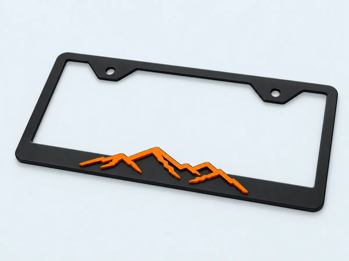 Mountain Raised License Plate Frame, 3D