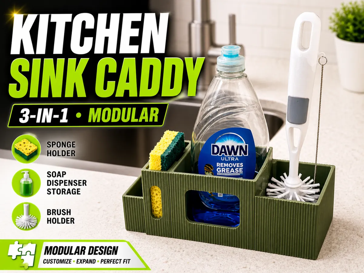 Modular Kitchen Sink Caddy with Slide-On Dovetails
