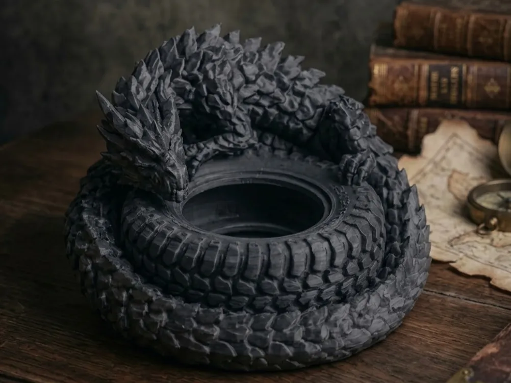 Off-Road Dragon Tire Catchall Tray (Garage Theme)